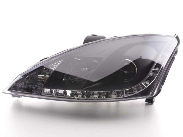 Scheinwerfer Set Daylight LED TFL-Optik Ford Focus 3/4/5-trg.  01-04 schwarz – Bild 4