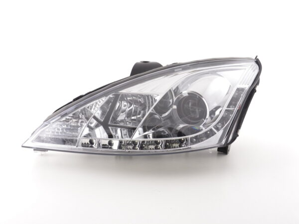 Scheinwerfer Set Daylight LED TFL-Optik Ford Focus 3/4/5-trg.  01-04 chrom für Rechtslenker – Bild 4