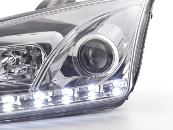 Scheinwerfer Set Daylight LED TFL-Optik Ford Focus 4/5-trg.  05-08 chrom für Rechtslenker – Bild 7