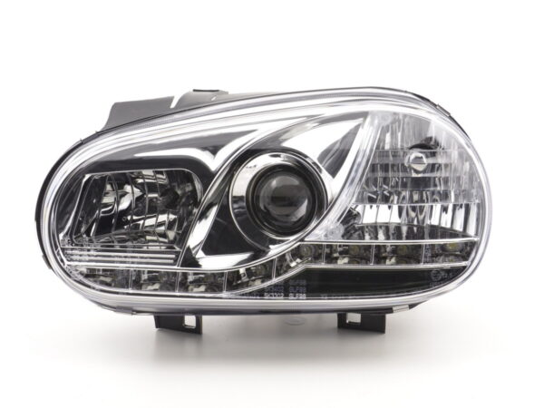Scheinwerfer Set Daylight LED Tagfahrlicht VW Golf 4  97-03 chrom für Rechtslenker – Bild 5