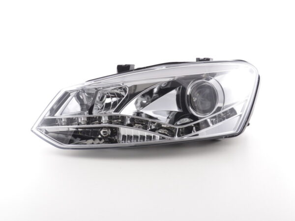 Scheinwerfer Set Daylight LED Tagfahrlicht VW Polo 6R 09- chrom für Rechtslenker