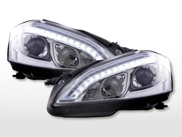 Scheinwerfer Set Daylight LED TFL-Optik Mercedes-Benz S-Klasse (221)  05-09 chrom – Bild 3