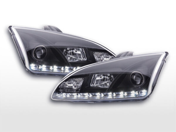 Scheinwerfer Set Daylight LED TFL-Optik Ford Focus 4/5-trg.  05-08 schwarz für Rechtslenker – Bild 8